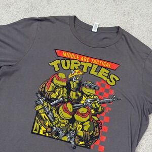 Nine Line Apparel Middle Age Tactical Turtles Graphic T-Shirt Mens XL Grey USA